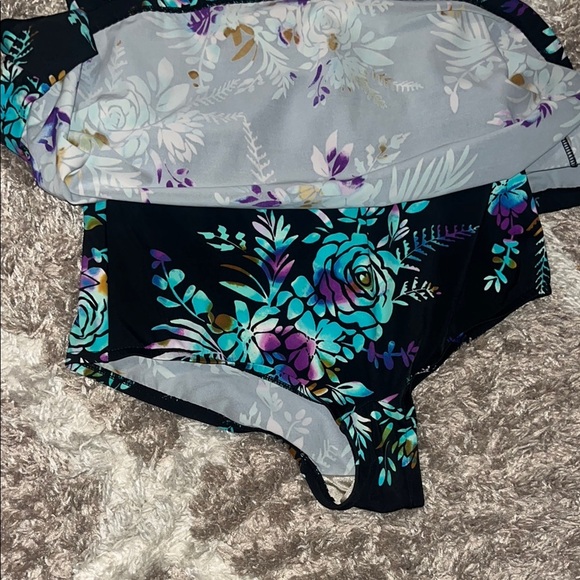 Maxine Of Hollywood Floral Tummy Support One Piece Swimsuit Dress Romper - Picture 8 of 11